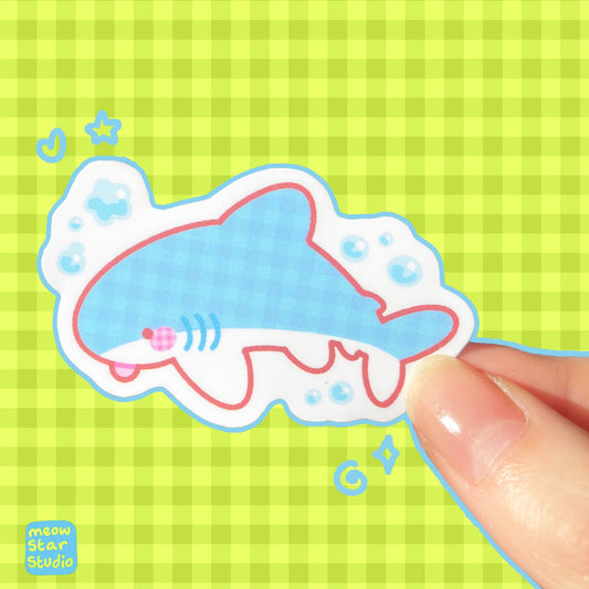 Gingham shark - Sticker