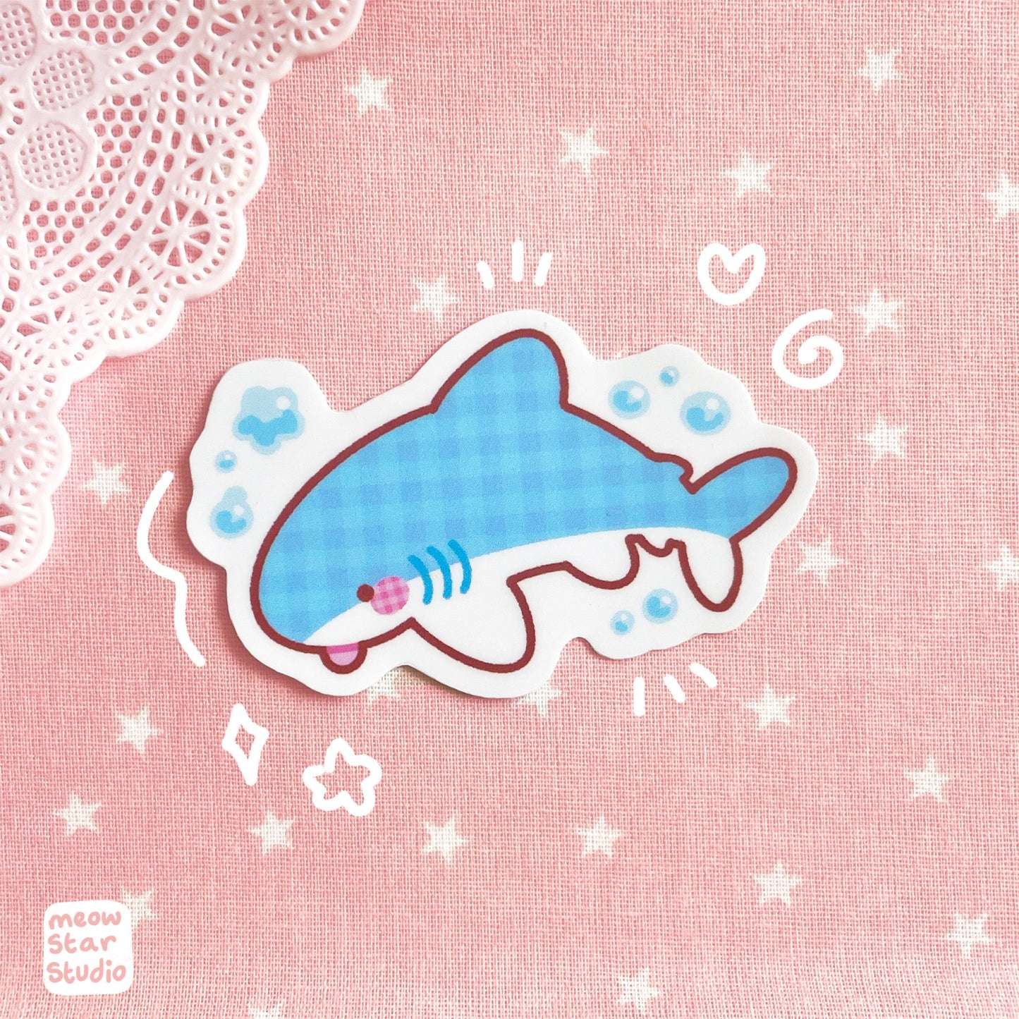 Gingham shark - Sticker